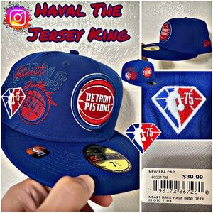 Men's Detroit Pistons New Era Blue Back Half 59FIFTY Fitted Hat